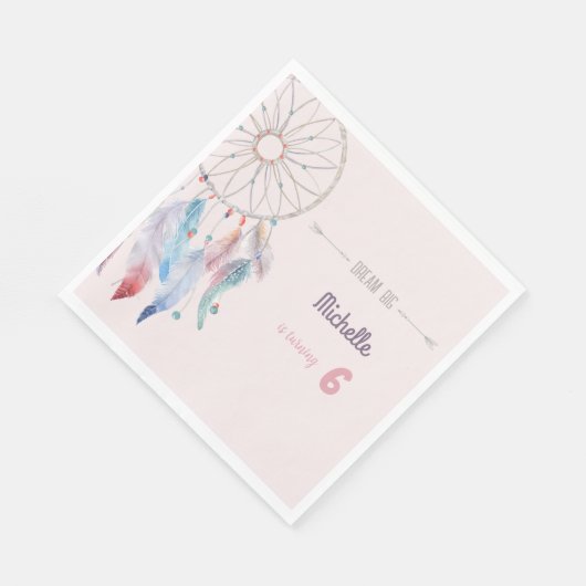 Dream Big Boho Dreamcatcher Geburtstag Serviette (Ecke)