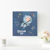 Dream Big Boy Astronaut Acrylic Wall Clock Quadratische Wanduhr (Zuhause)