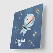 Dream Big Boy Astronaut Acrylic Wall Clock Quadratische Wanduhr (Winkel)
