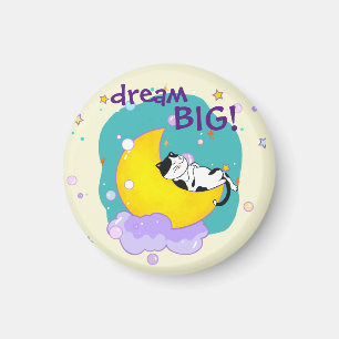 "Dream Big" Cat on Moon Inspiration Zitat Magnet