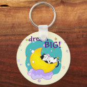 "Dream Big" Cat on Moon Inspiration Zitat Schlüsselanhänger (Vorderseite)