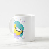 "Dream Big" Cat Sleep on Moon Inspiration Zitat Kaffeetasse (Vorderseite Links)