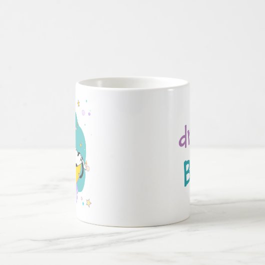 "Dream Big" Cat Sleep on Moon Inspiration Zitat Kaffeetasse (Mittel)