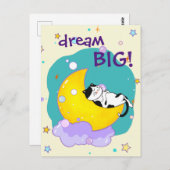 "Dream Big" Cat Sleeping on Moon Pet Lover Postkarte (Vorne/Hinten)