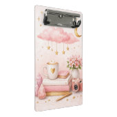 Dream Big Clipboard ✨ Pink Floral Cute Stationery Mini Klemmbrett (Schrägansicht)