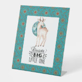 Dream Big Deer Boho Blue Border Kinderzimmer Imita Sockelschild (Vorderseite)