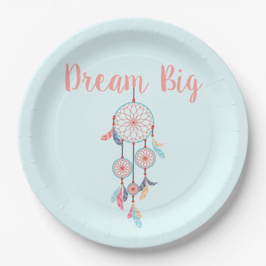 Dream Big Dreamcatcher Bohemisch Dream Catcher Pappteller (Vorderseite)
