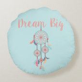 Dream Big Dreamcatcher Bohemisch Dream Catcher Rundes Kissen (Rückseite)