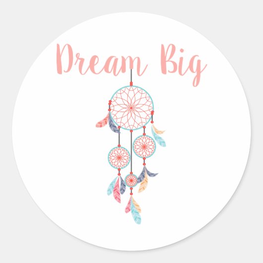 Dream Big Dreamcatcher Dream Fantastische Bergwelt Runder Aufkleber (Vorderseite)