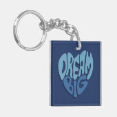 Dream Big: Dunkles Leerzeichen-blaues Zitat Schlüsselanhänger (Vorderseite links)