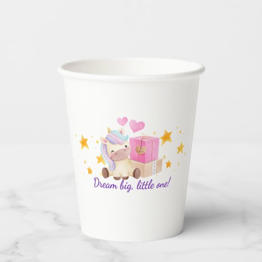 🎁 Dream Big Einhorn Paper Cup ✨ 💖 Pappbecher (Rückseite)
