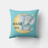 Dream Big Elephant Niedlich Baby Boy Kinderzimmer  Kissen (Rückseite)