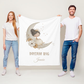 Dream Big Fairy Moon Child - Personalisierter Name Fleecedecke