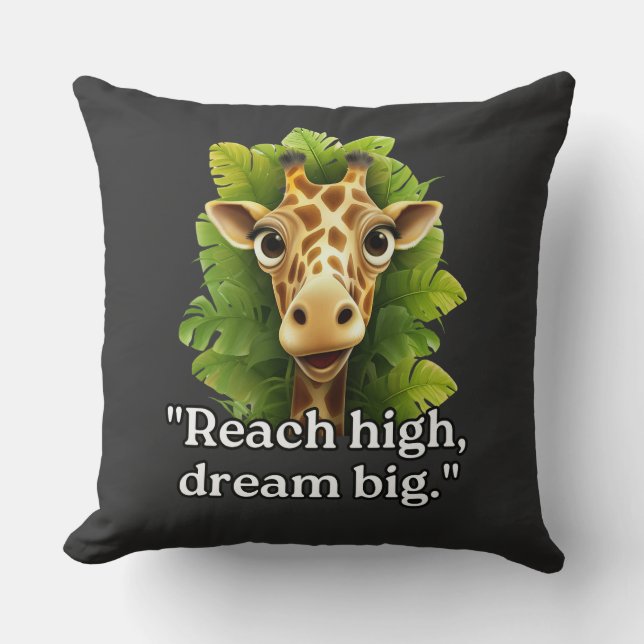 "Dream Big - Giraffe Throw Kissen" Kissen (Vorderseite)