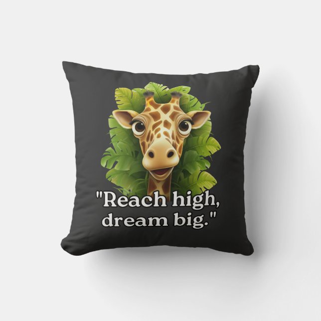 "Dream Big - Giraffe Throw Kissen" Kissen (Vorderseite)