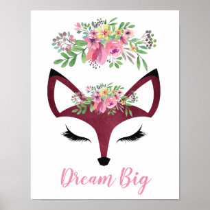 "Dream Big" Girly Fox Poster