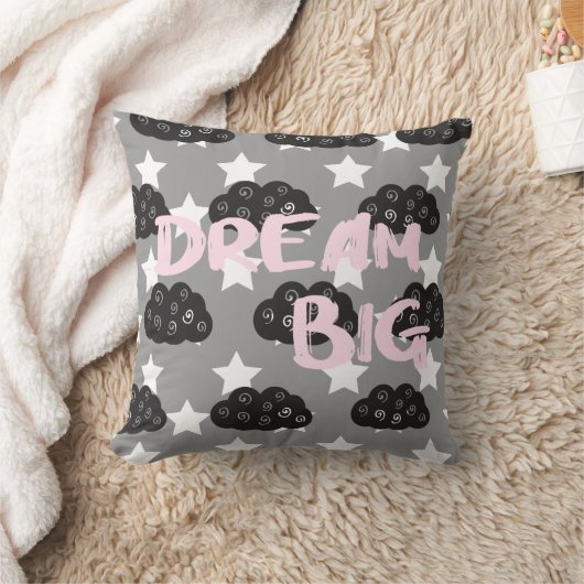 Dream Big Grau und Blush Pinsel Skript Throw Kisse Kissen (Decke)