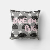 Dream Big Grau und Blush Pinsel Skript Throw Kisse Kissen (Vorderseite)