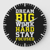 Dream Big, hart arbeiten, Schwerpunkte setzen - Gy Große Wanduhr (Vorderseite)