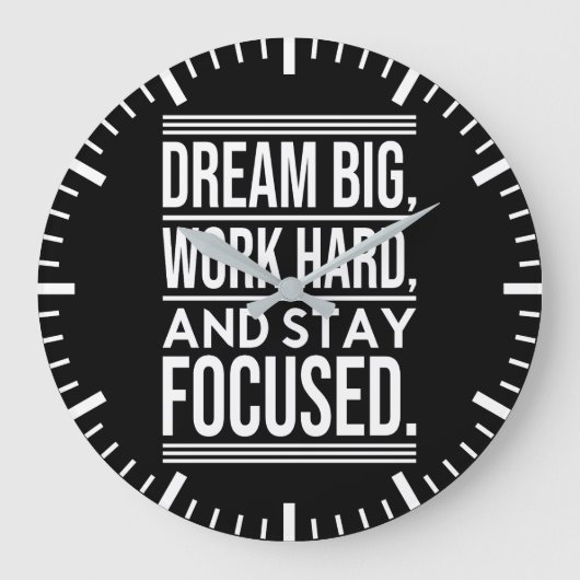 Dream Big, hart arbeiten, Schwerpunkte setzen - Gy Große Wanduhr (Vorderseite)