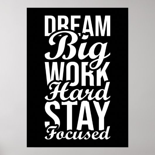 Dream Big, harte Arbeit Bleibe fokussiert - Fitnes Poster (Vorne)