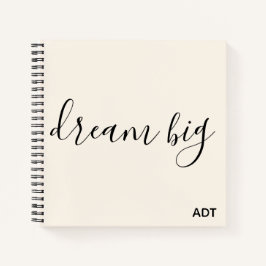 Dream Big Inspiration Zitat Monogram Black|White Notizblock