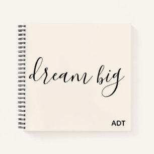 Dream Big Inspiration Zitat Monogram Black White Notizblock