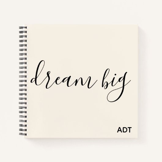 Dream Big Inspiration Zitat Monogram Black|White Notizblock (Vorderseite)
