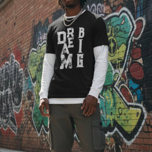 Dream Big   inspirierendes schwarzes Zitat T-Shirt