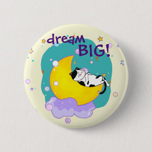 "Dream Big" Katzen schlafen auf dem Mond Cat Lover Button