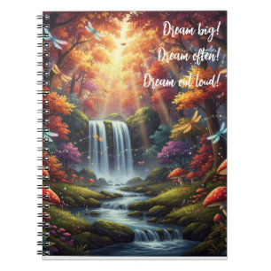 "Dream big" Libellen und Mystischer Wald Notizblock