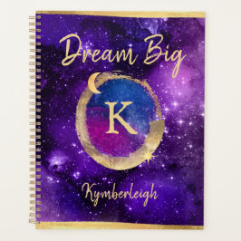Dream Big Lila Galaxy Glam Gold Monogram Large Planer