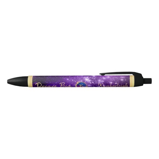 Dream Big Lila Galaxy Glam Gold Monogram Name Kugelschreiber (Oberseite)