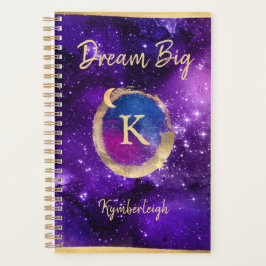 Dream Big Lila Galaxy Glam Gold Monogram Small Planer