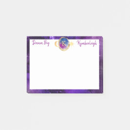 Dream Big Lila Galaxy Monogram Kleine rechteckige Post-it Klebezettel