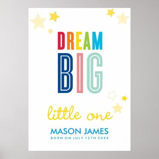 DREAM BIG LITTLE Ein Name Typografie leuchtende Fa Poster (Vorne)