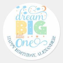 Dream Big Little One Blue Baby Boy 1. Geburtstag