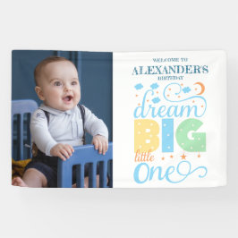 Dream Big Little One Blue Boy 1. Geburtstag Willko Banner