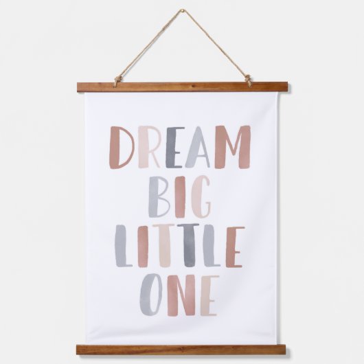 Dream Big Little One Boho Kinder Zimmer Dekoration Wandteppich Mit Holzrahmen (Vorderseite)