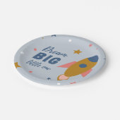 Dream Big Little One Niedlich Cartoon Space Rocket Pappteller (Schrägansicht)