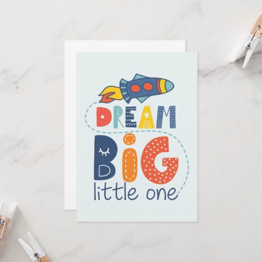 Dream Big Little One Rocket Karte (Vorderseite/Rückseite Beispiel)