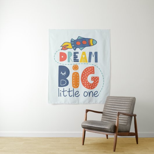 Dream Big Little One Rocket Wandteppich (Beispiel)