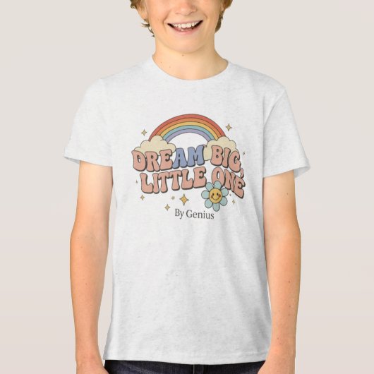 Dream Big Little One T-Shirt, Groovy Retro Rainbow Tri-Blend Shirt (Vorderseite)