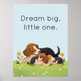 Dream Big Little One Wassercolor Puppy Kinderzimme Poster