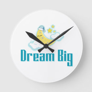Dream Big - Minimales ästhetisches Moon & Stars De Runde Wanduhr