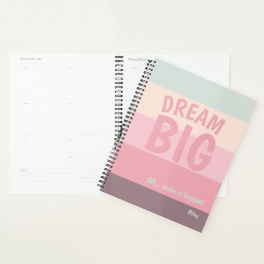 Dream Big Mint Pink Moderner Weekly undated Planne Planer (Anzeige)