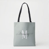 Dream Big Motivierend Monogram Initial Sage Green Tasche (Vorderseite)