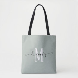 Dream Big Motivierend Monogram Initial Sage Green Tasche