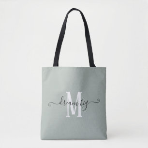 Dream Big Motivierend Monogram Initial Sage Green Tasche