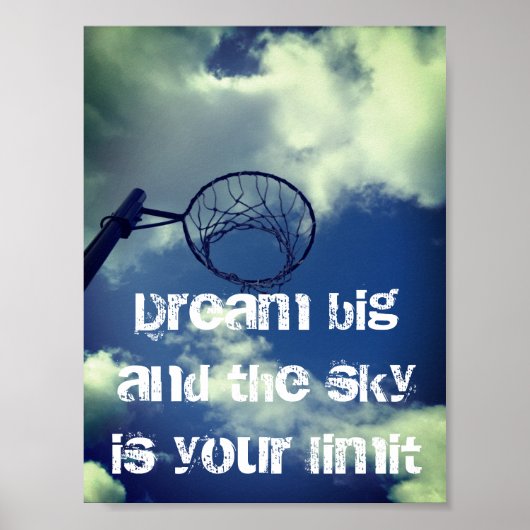Dream Big Motivierend Netball Zitat Poster (Vorne)